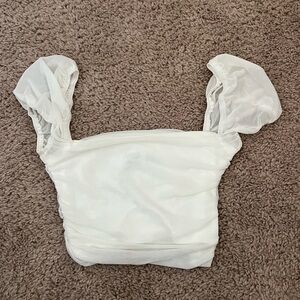 Princess Polly White Puff Sleeve Blouse with Ruched Details